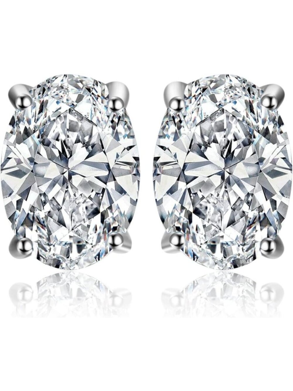 2ct Moissanite Oval Cut Stud Earrings in 925 Sterling Silver & Gold Plated